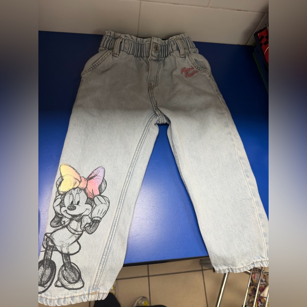 H&M Light Blue Minnie Mouse Jeans with Pastel Bow